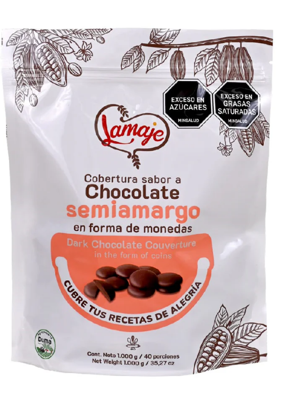 COBERTURA CHOCOLATE SEMI-AMARGO MONEDAS LAMAJE 1000 GR